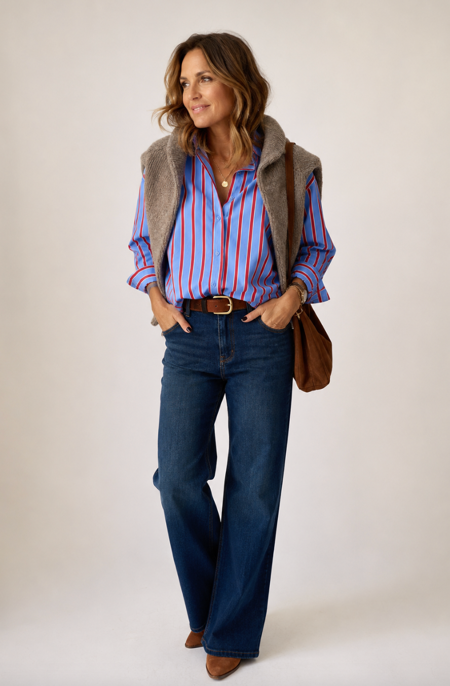 Semeru Stripe Poplin Button-Up Shirt