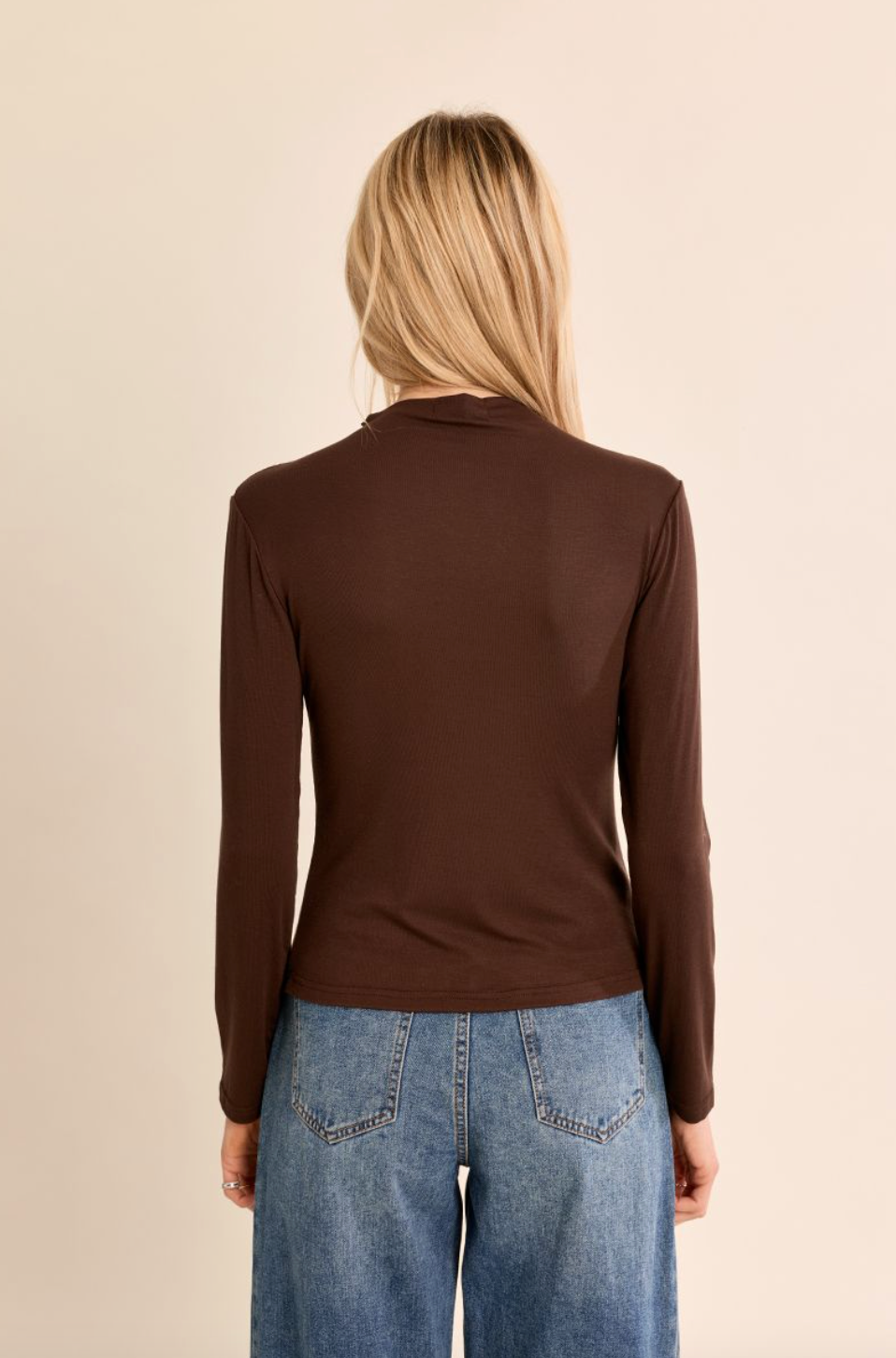 Chocolate Long Sleeve Mock Neck