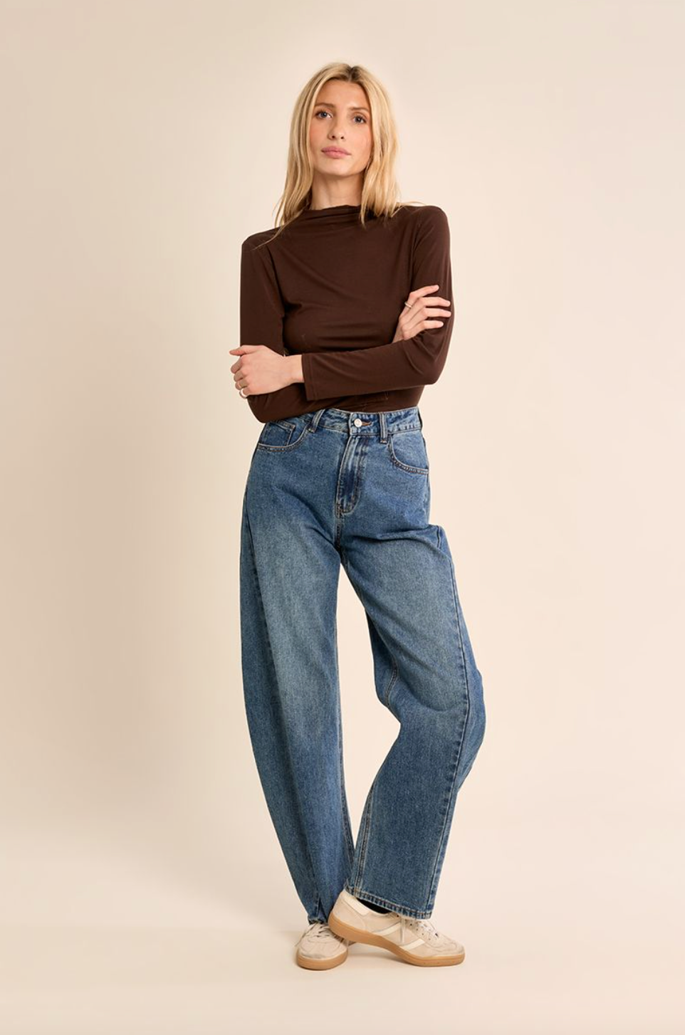 Chocolate Long Sleeve Mock Neck
