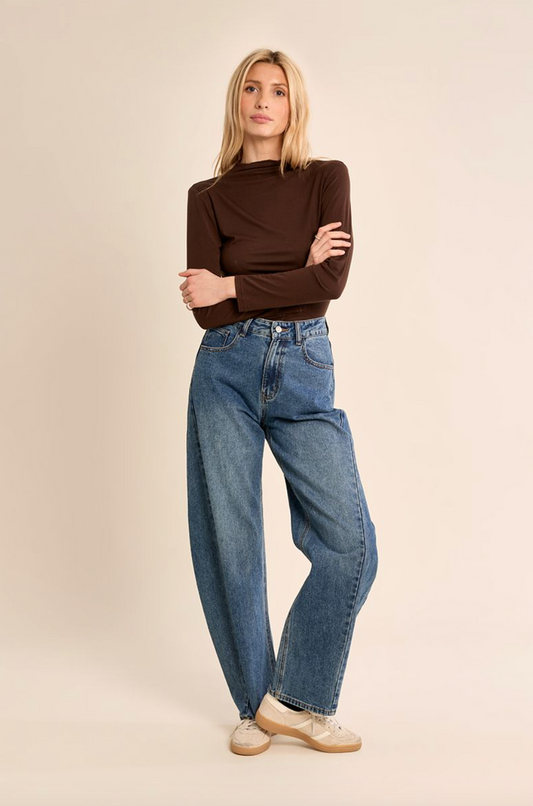 Chocolate Long Sleeve Mock Neck