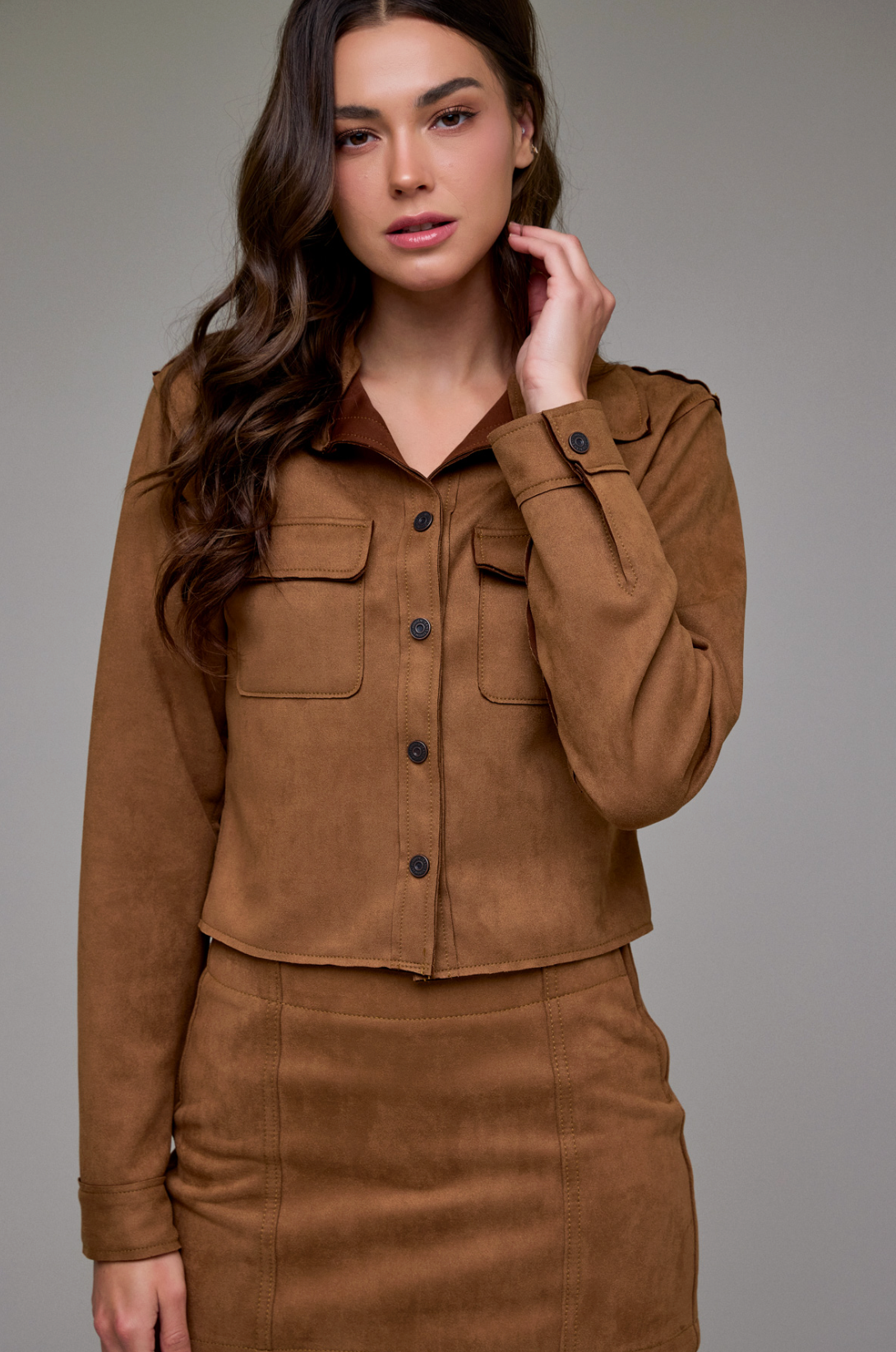 Suede Button-Up Shirt