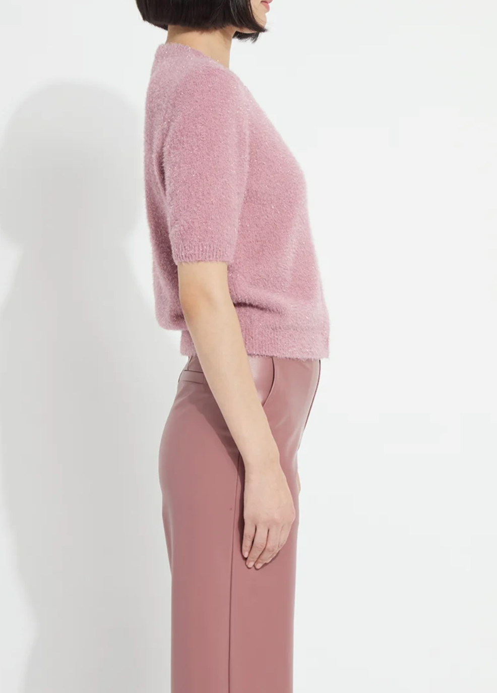 Opalite Short Sleeve Lurex Feather Cardigan