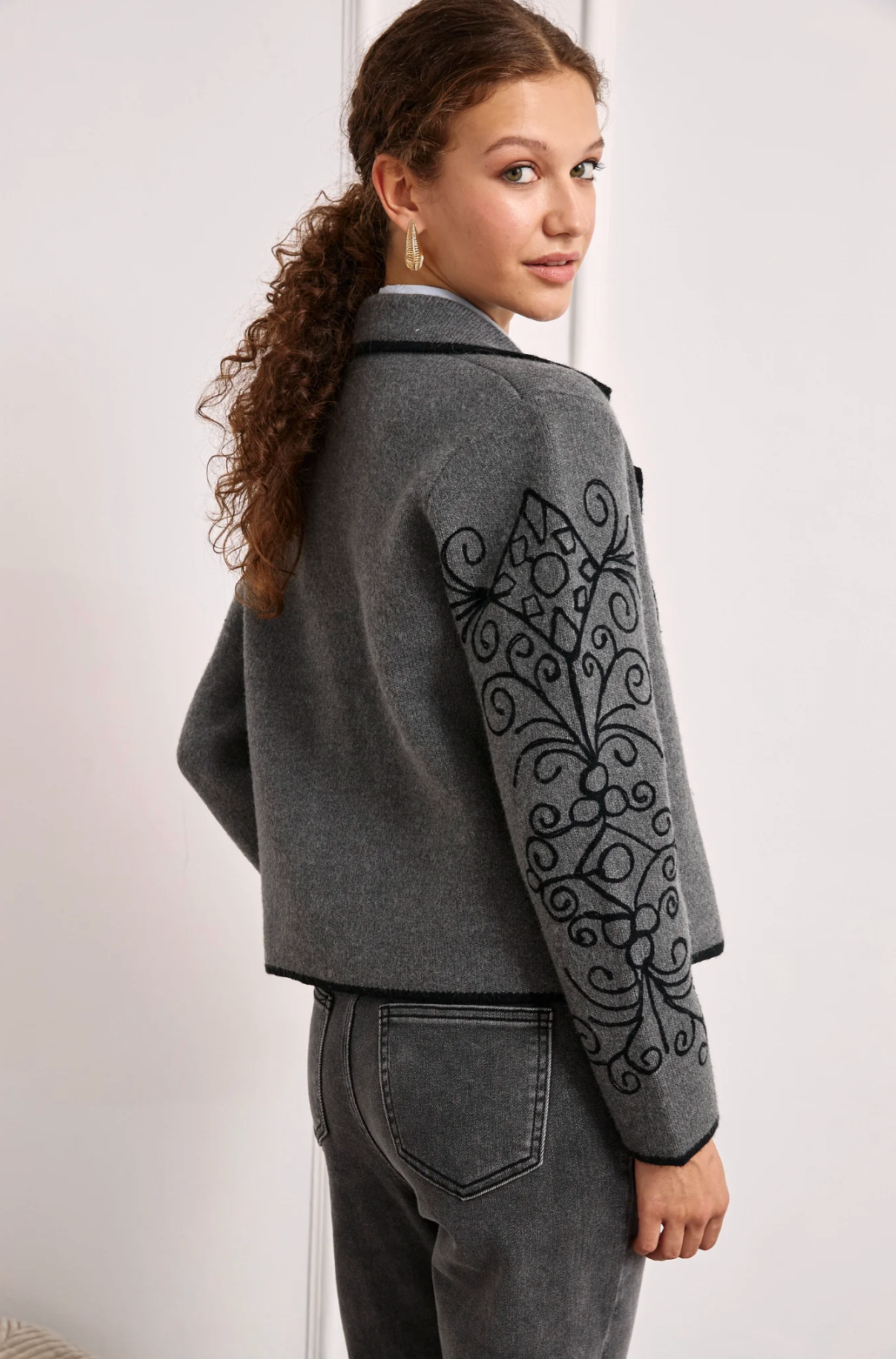 Fir Embroidered Shirt Jacket