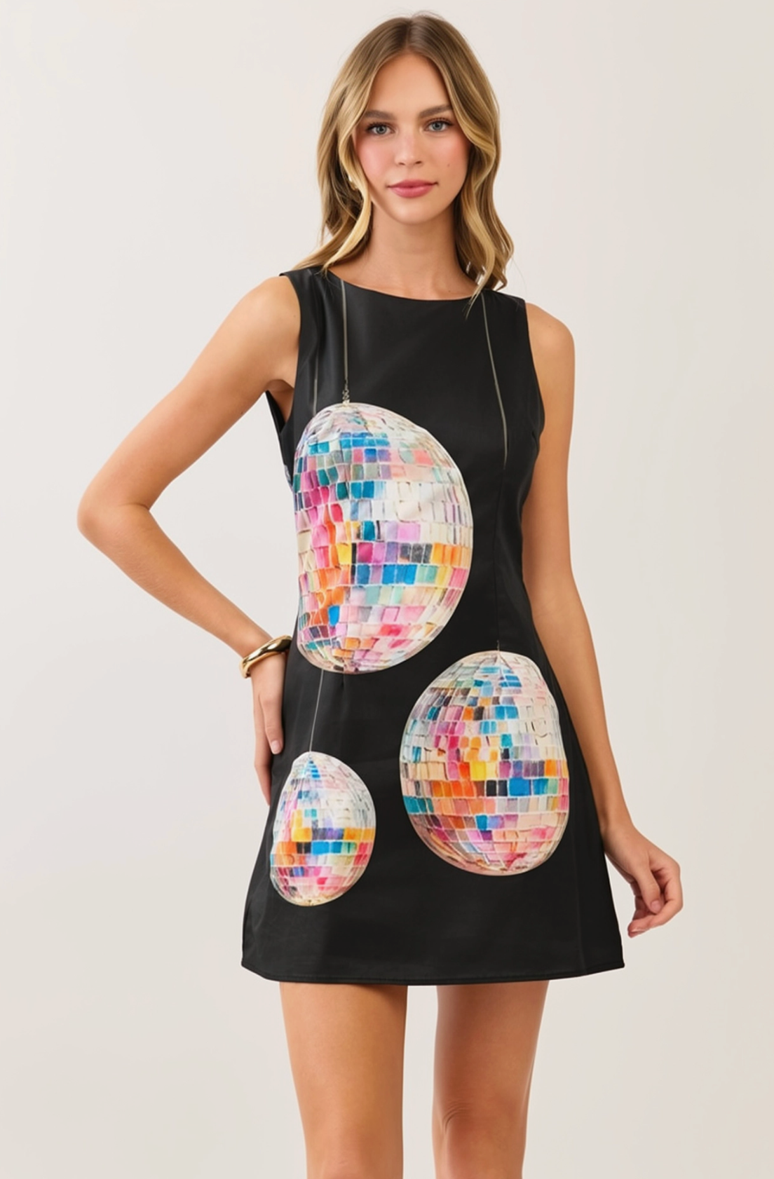 Disco Ball Print Mini Dress
