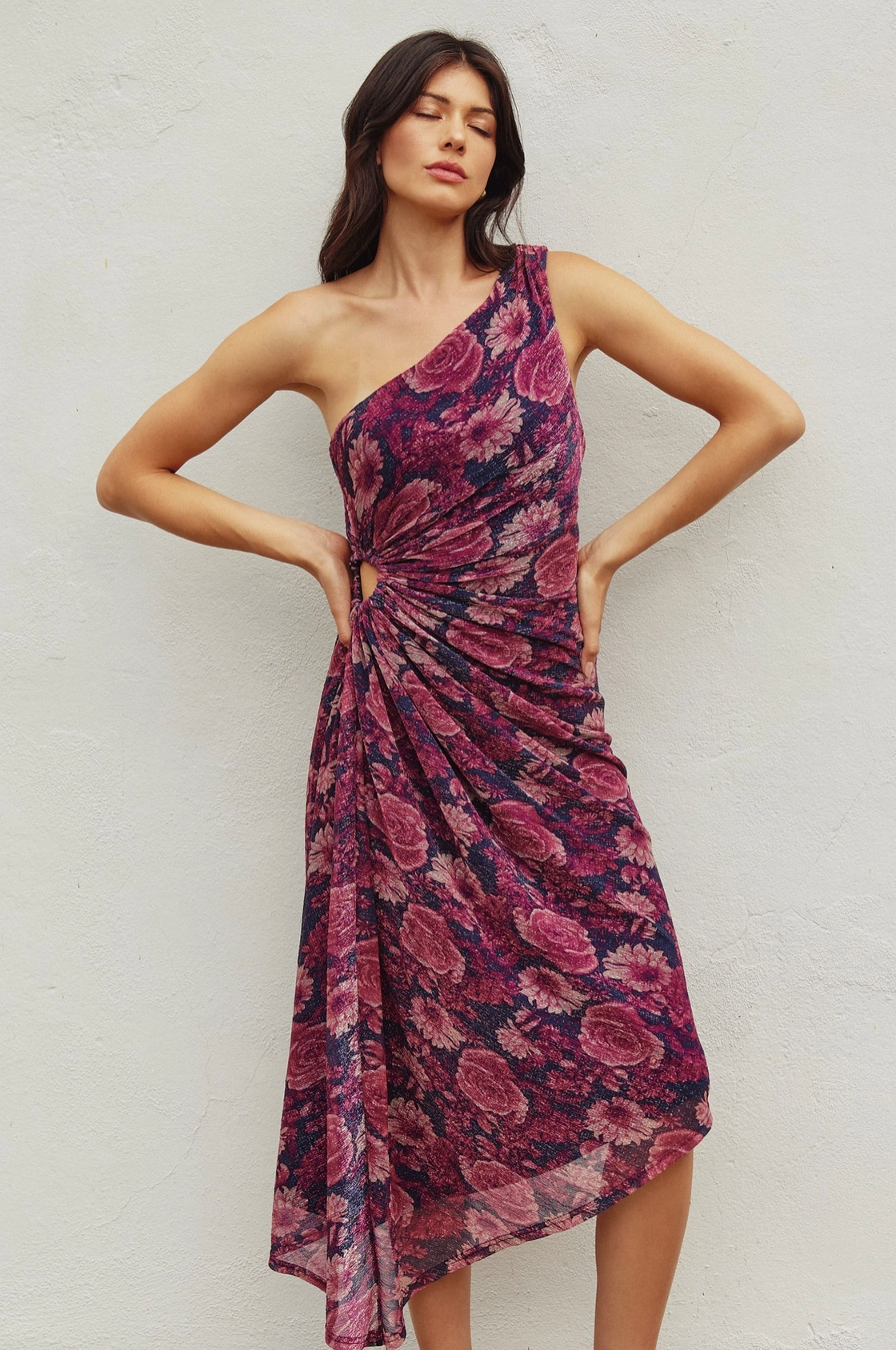 Violet Asymmetrical Midi Dress