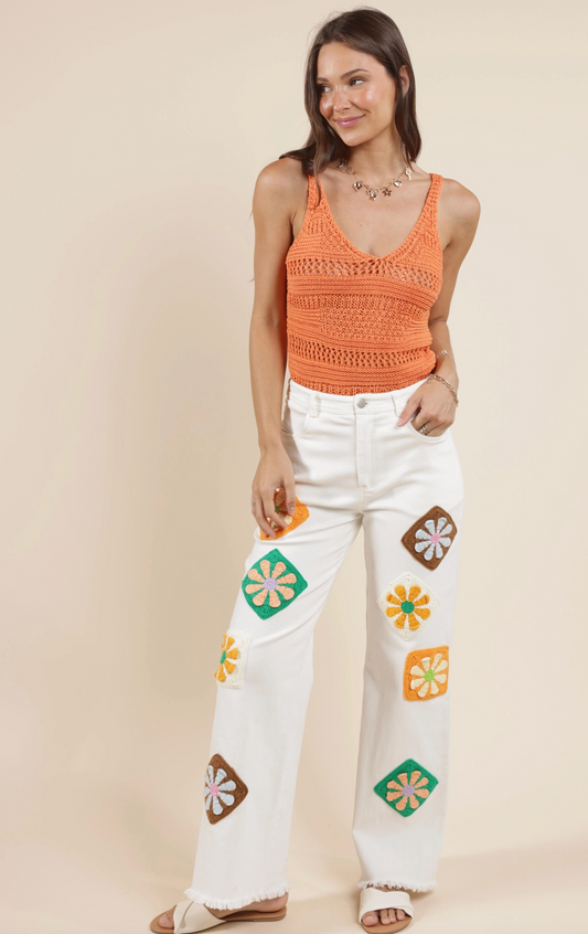 Full Bloom Crochet Pants