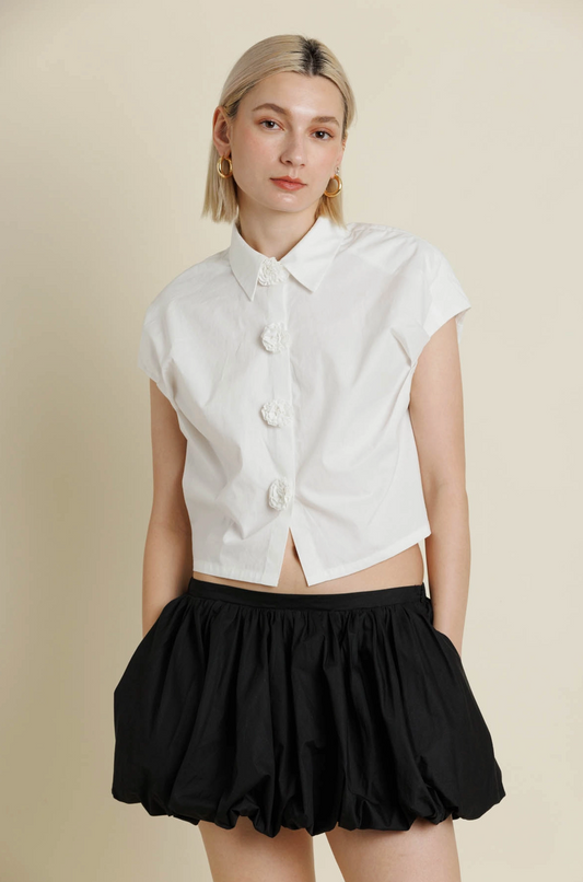 Flora Applique Button Top