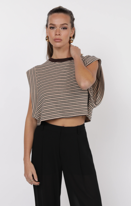 One + Only Stripe Shoulder Crop