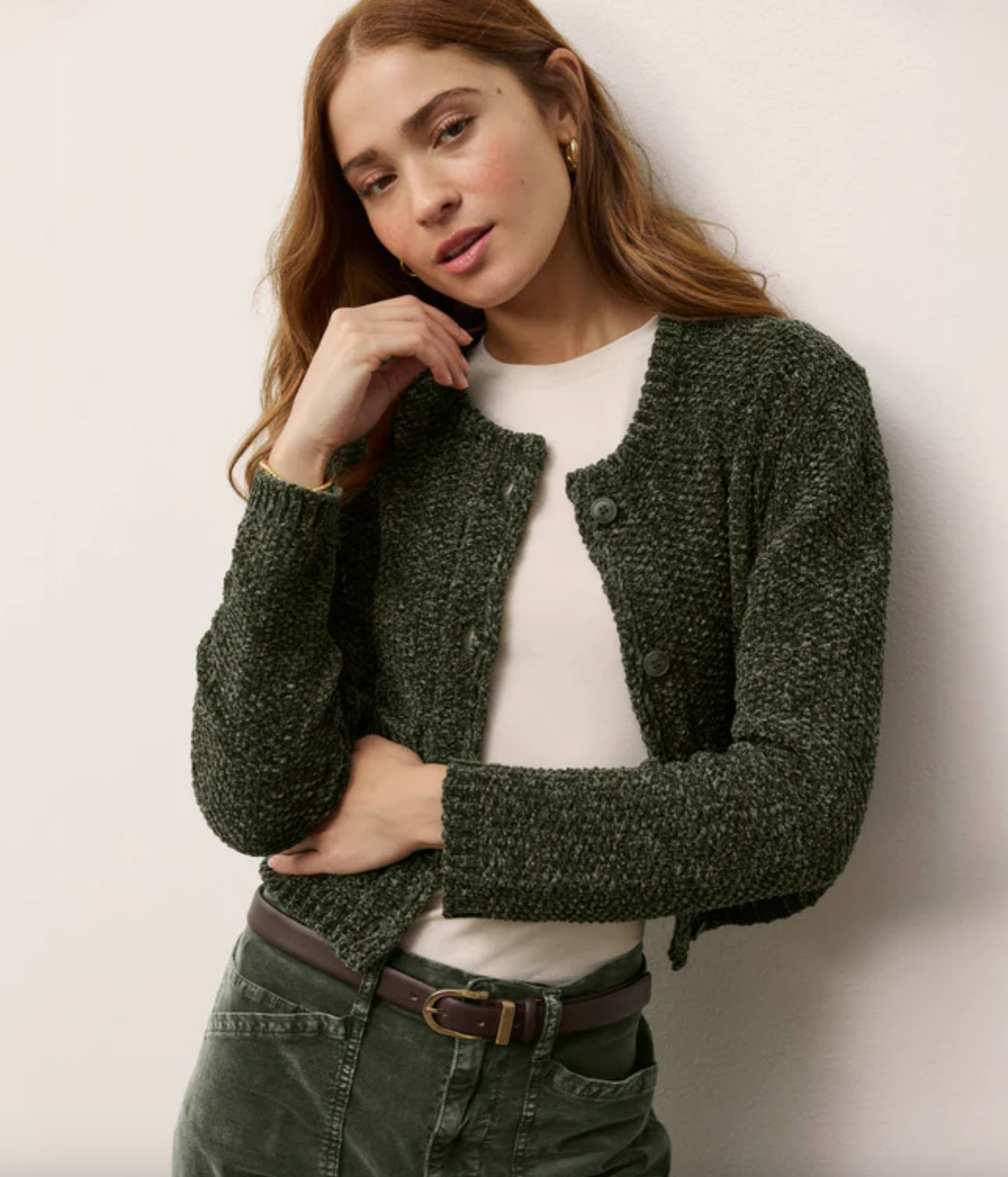 Andrea Chenille Crop Cardigan