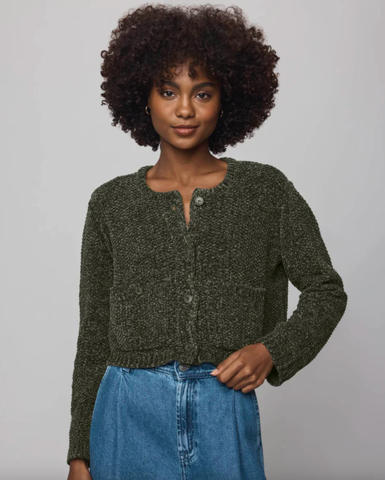 Andrea Chenille Crop Cardigan
