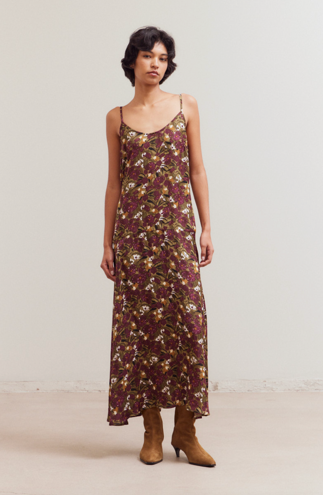 Dark Jewel Sleeveless Floral Print Dress