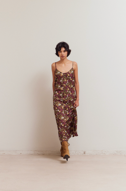 Dark Jewel Sleeveless Floral Print Dress