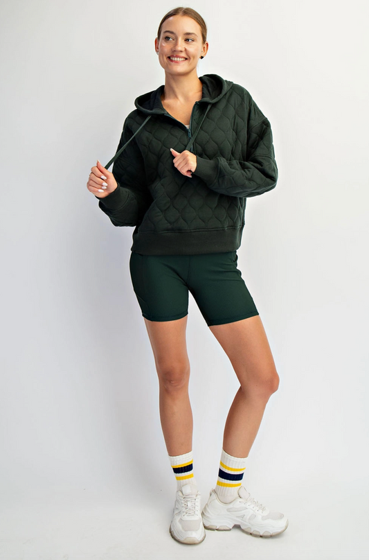 Quilted Quarter Zip Hoodie Jacket
