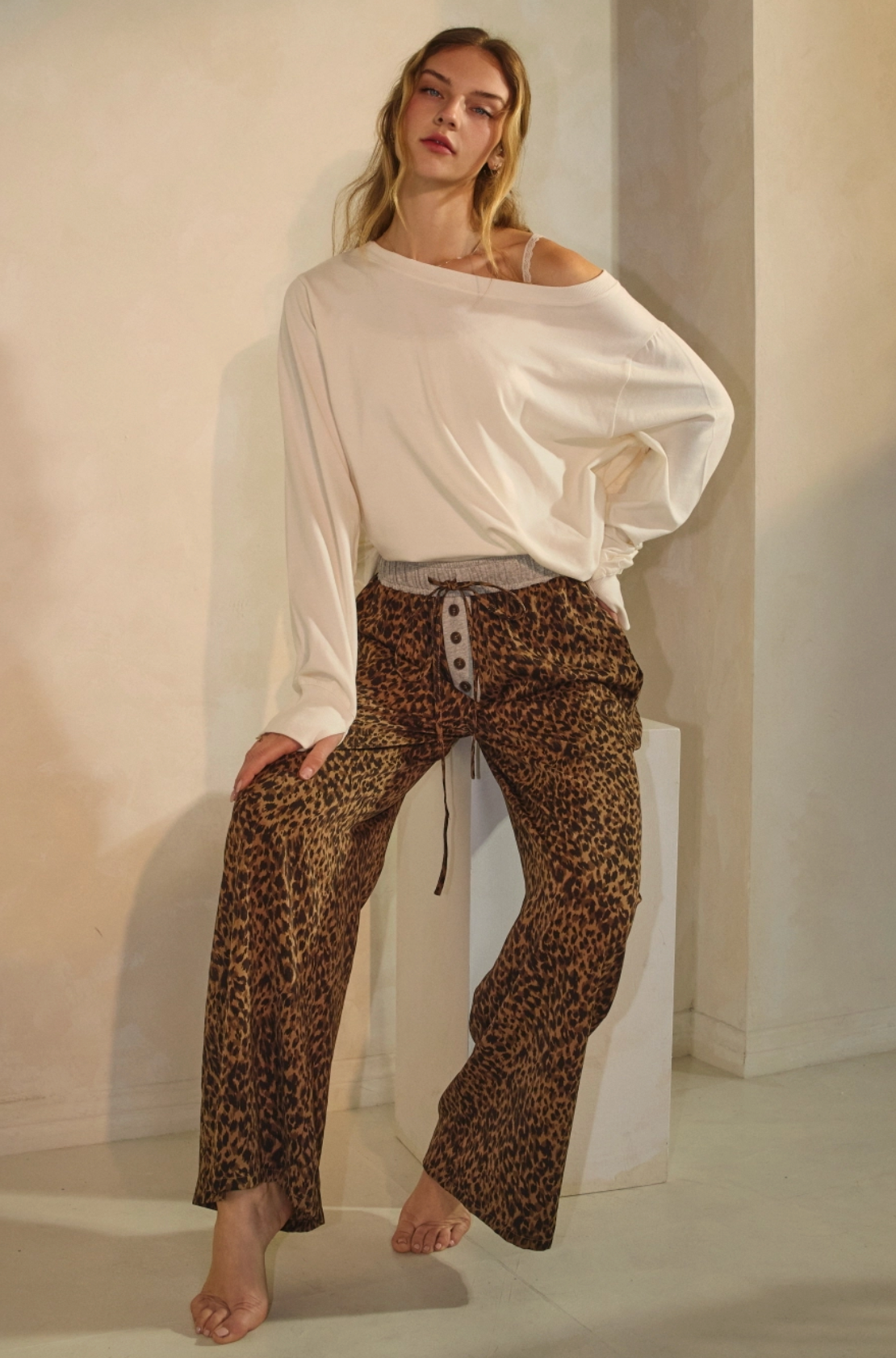 Leopard Print Wide-Leg Pants