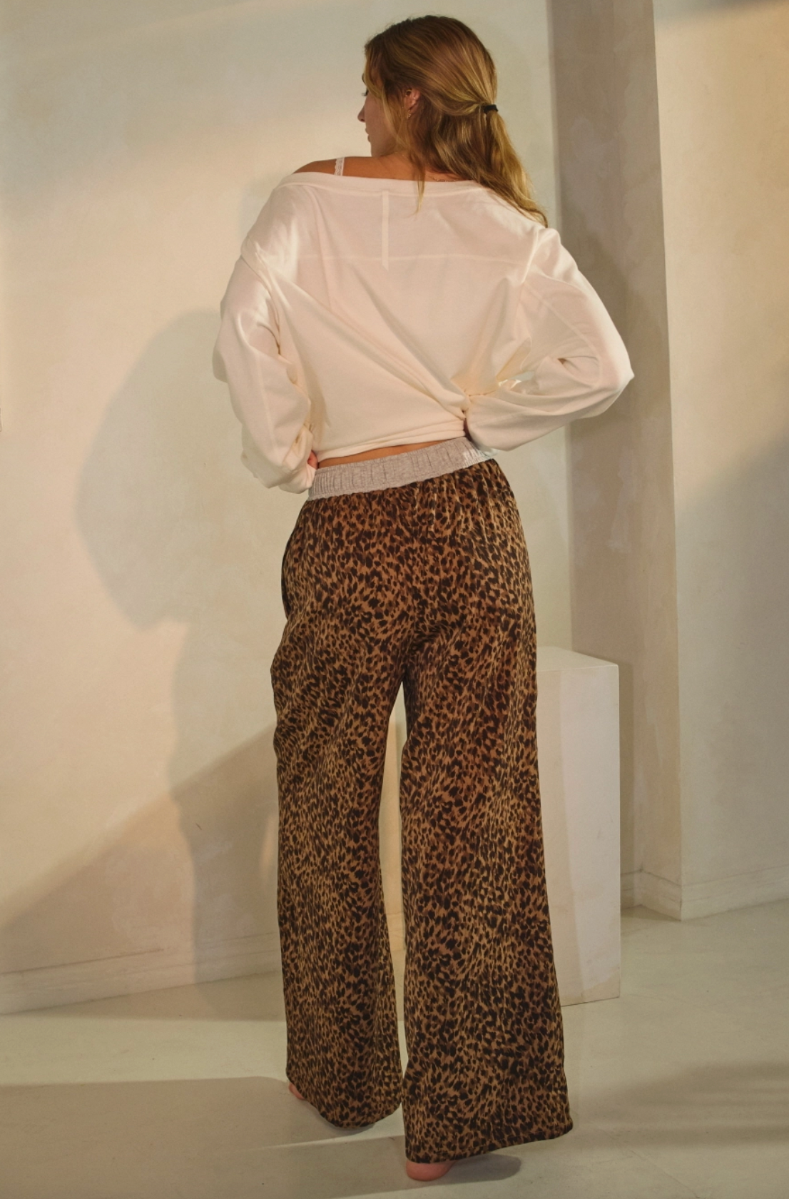 Leopard Print Wide-Leg Pants