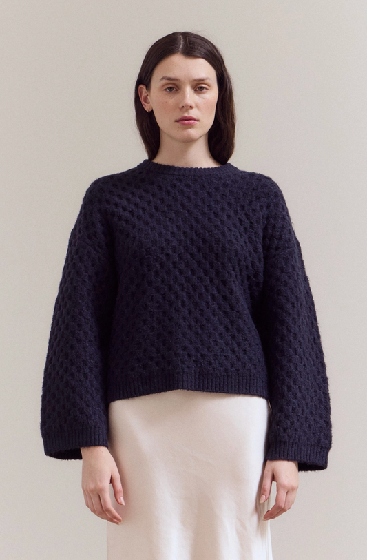 Check Texture Knit Sweater