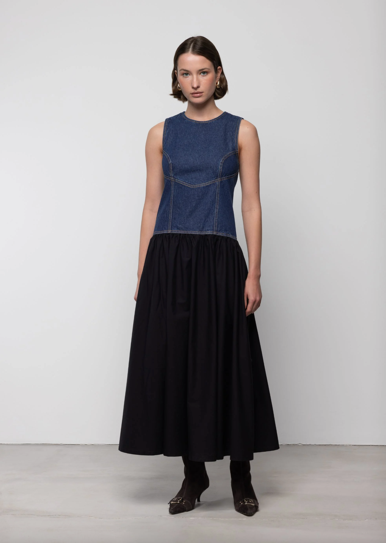 Jeansstoff Corset Midi Dress