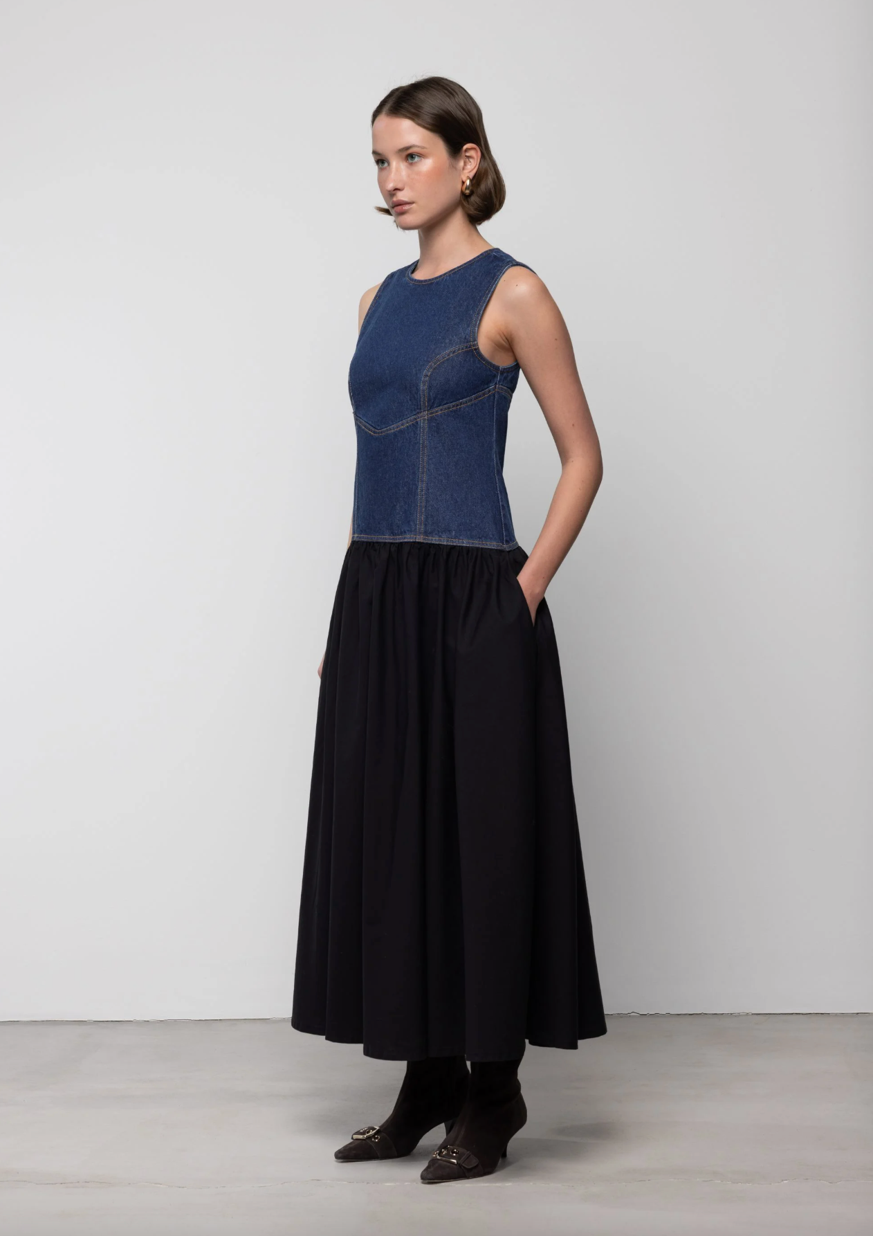 Jeansstoff Corset Midi Dress