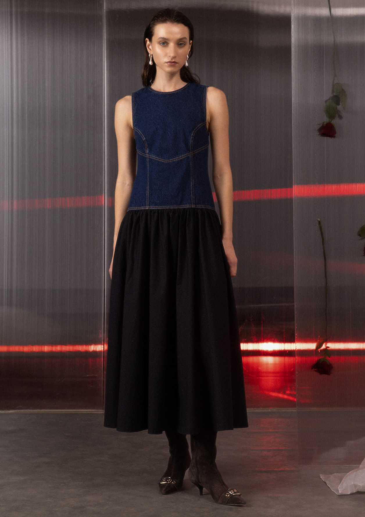 Jeansstoff Corset Midi Dress