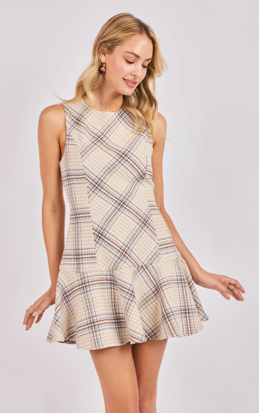 Cedar Plaid Drop Waist Mini Dress