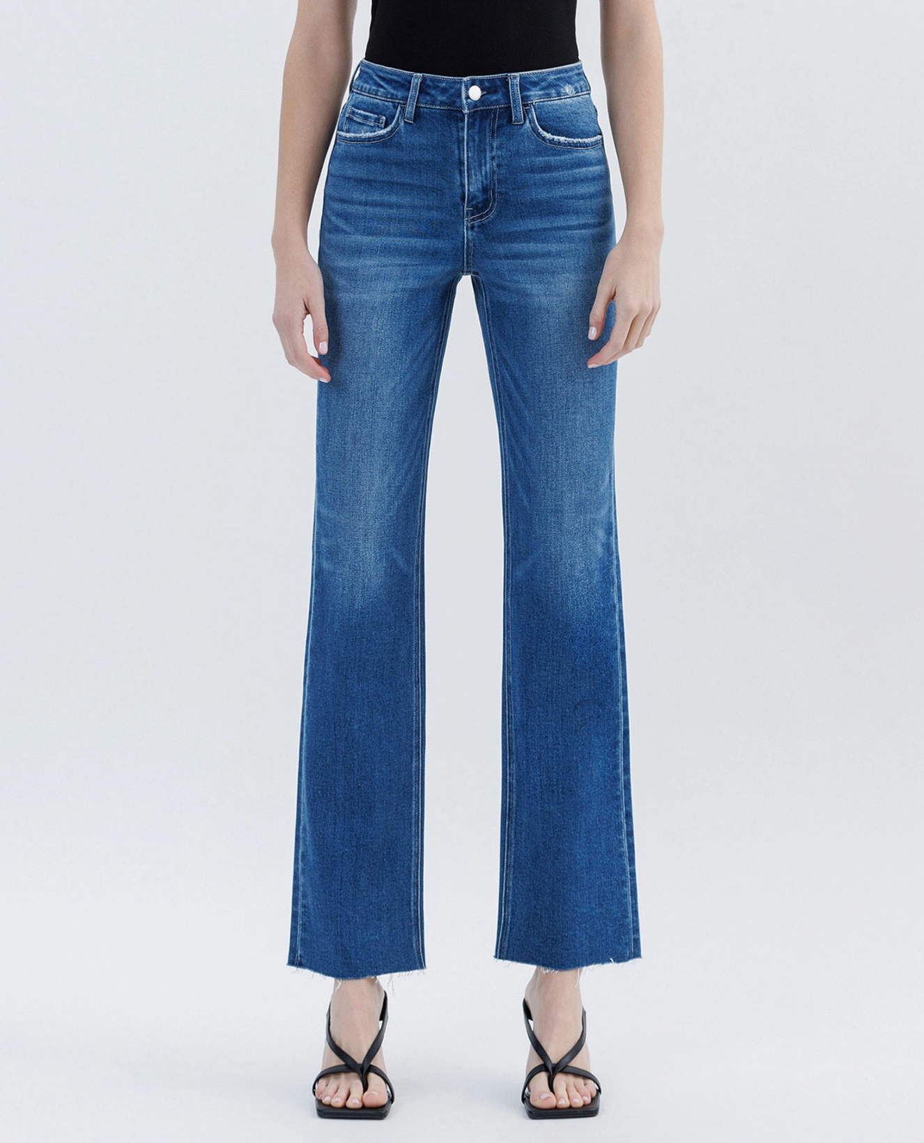 Clean Cut Raw Hem Straight Jeans