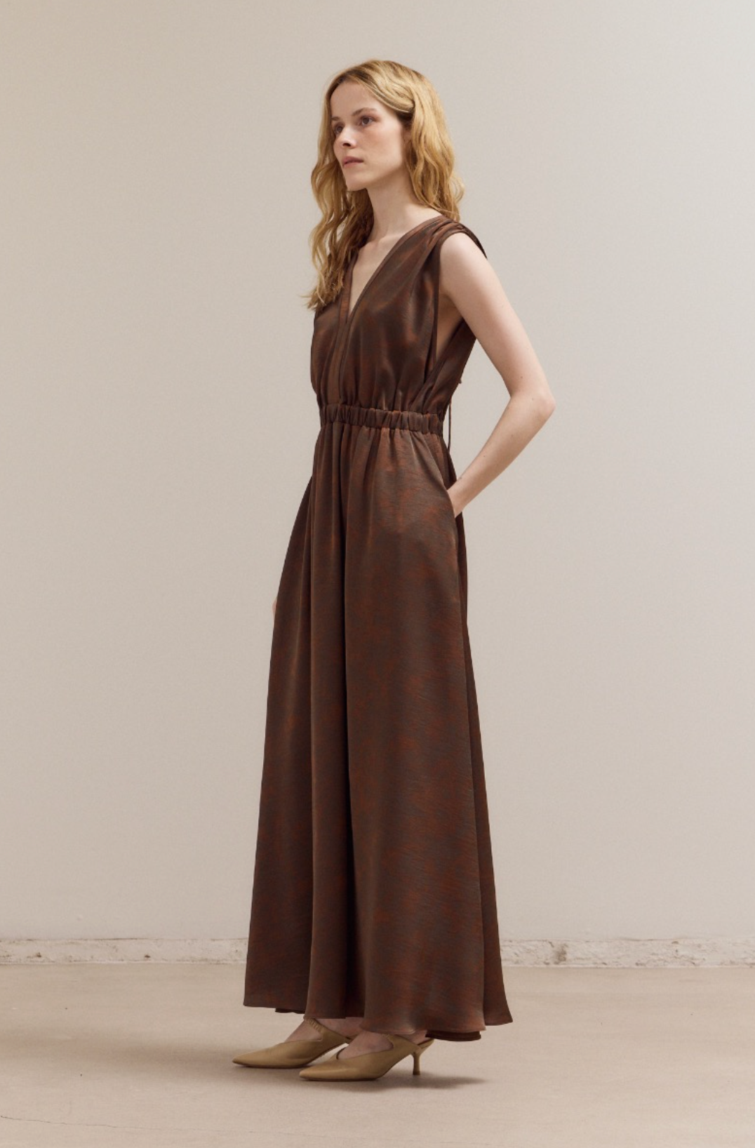 Heather Bronzed Satin Dress