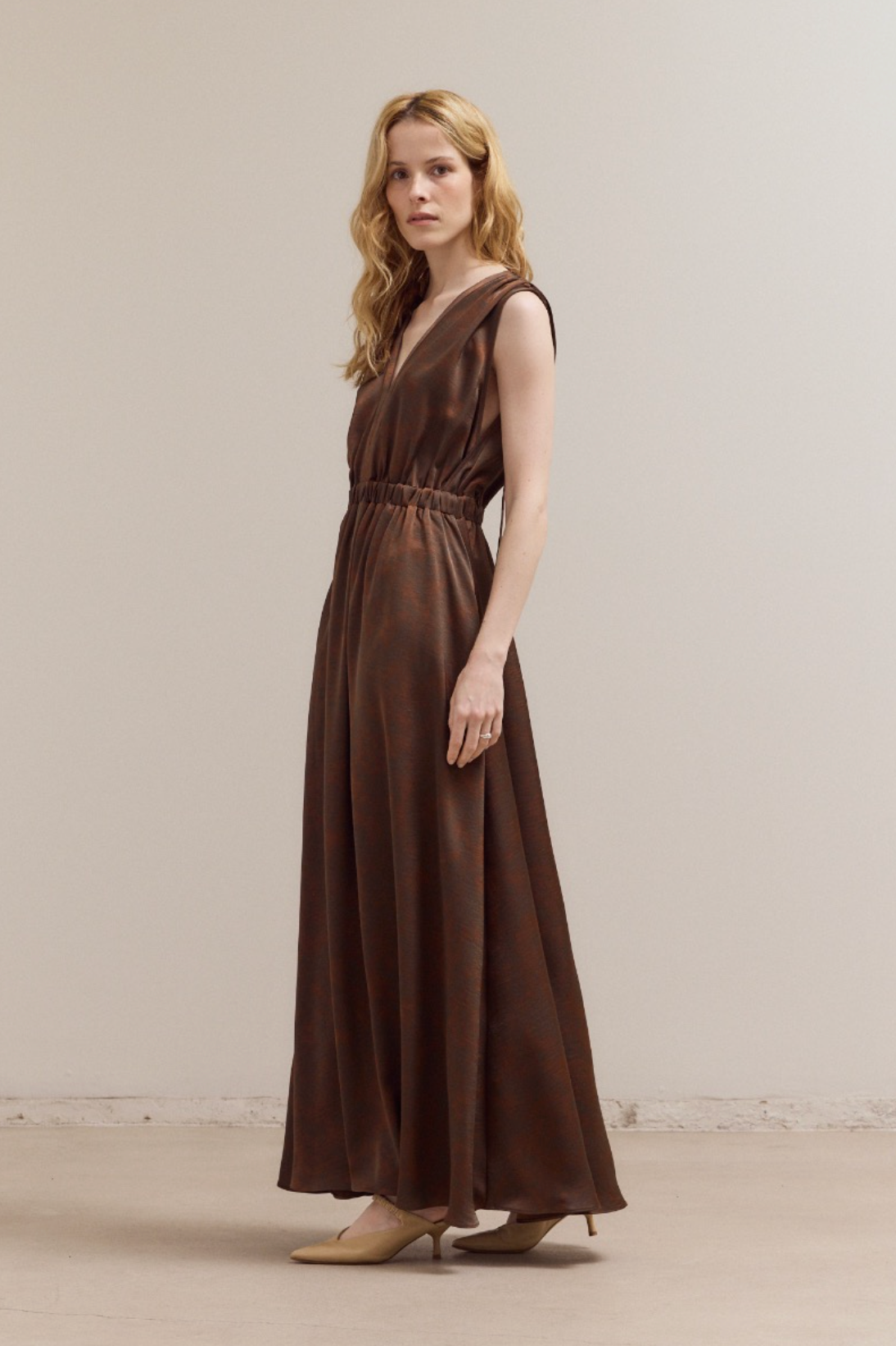 Heather Bronzed Satin Dress