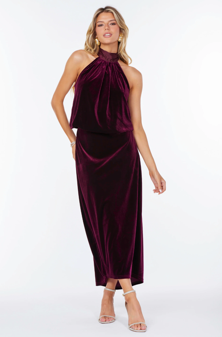 Luxe Velvet Bubble Hem Halter Top