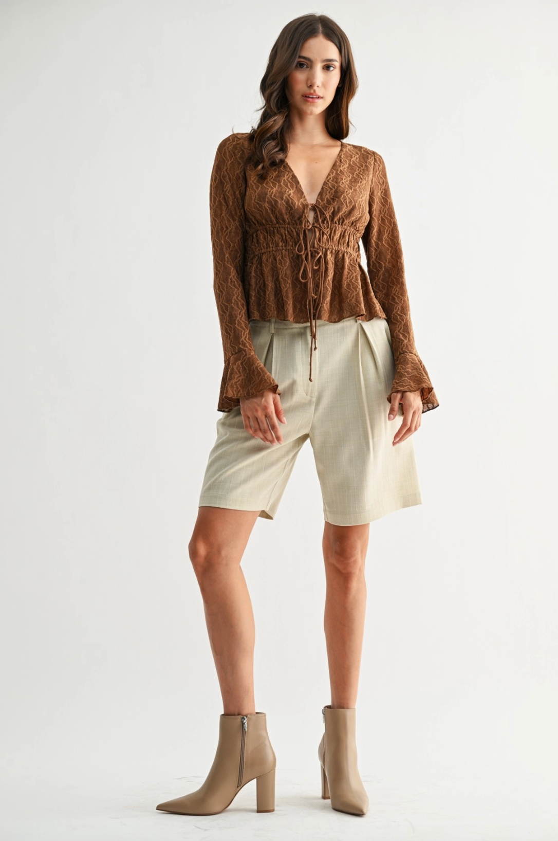 Taya Lace-Up Blouse