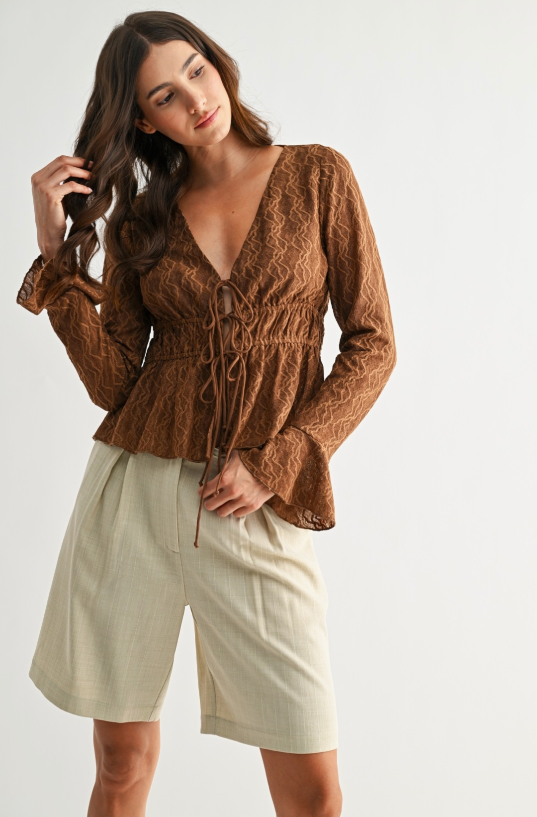 Taya Lace-Up Blouse