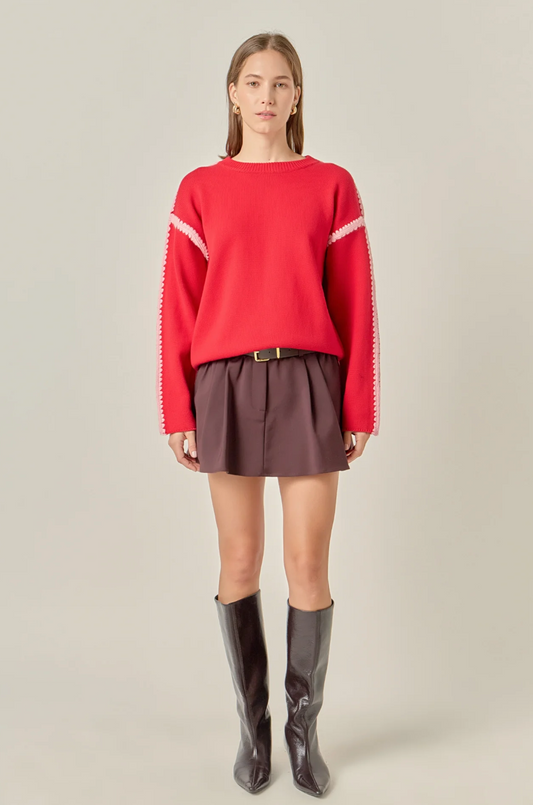 Stitch Detailed Crew Neck Knit