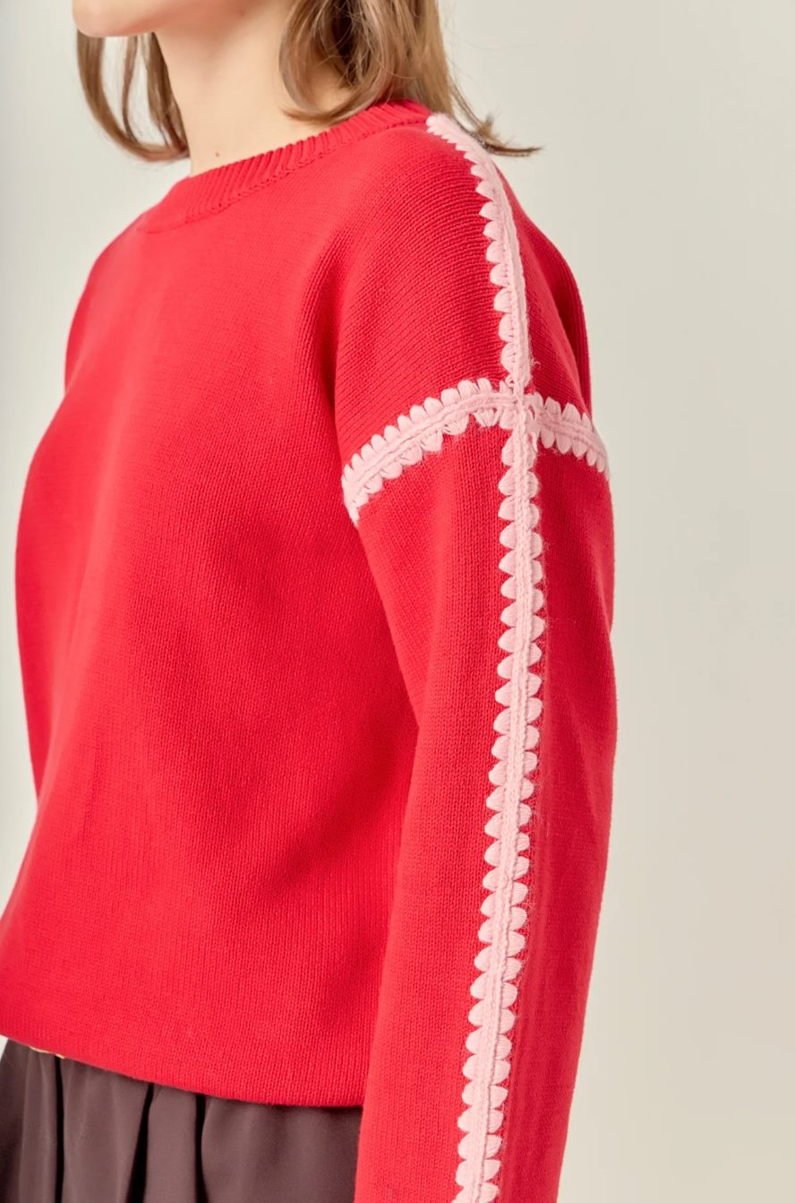 Stitch Detailed Crew Neck Knit