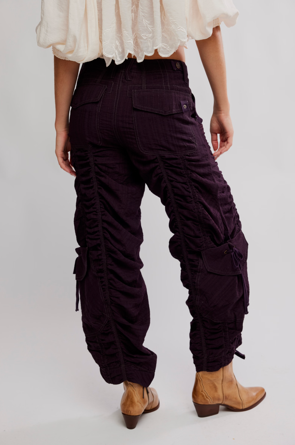 Scorpio Shirred Mid-Rise Cargo Pants