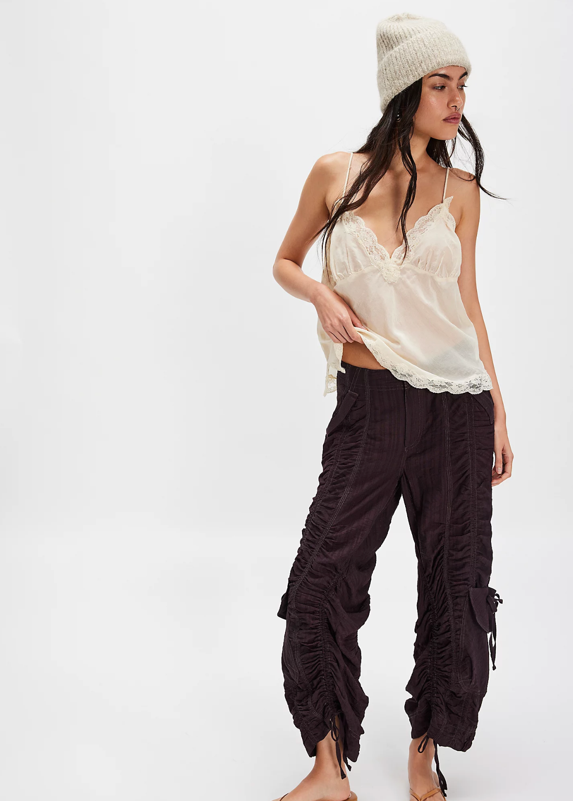Scorpio Shirred Mid-Rise Cargo Pants