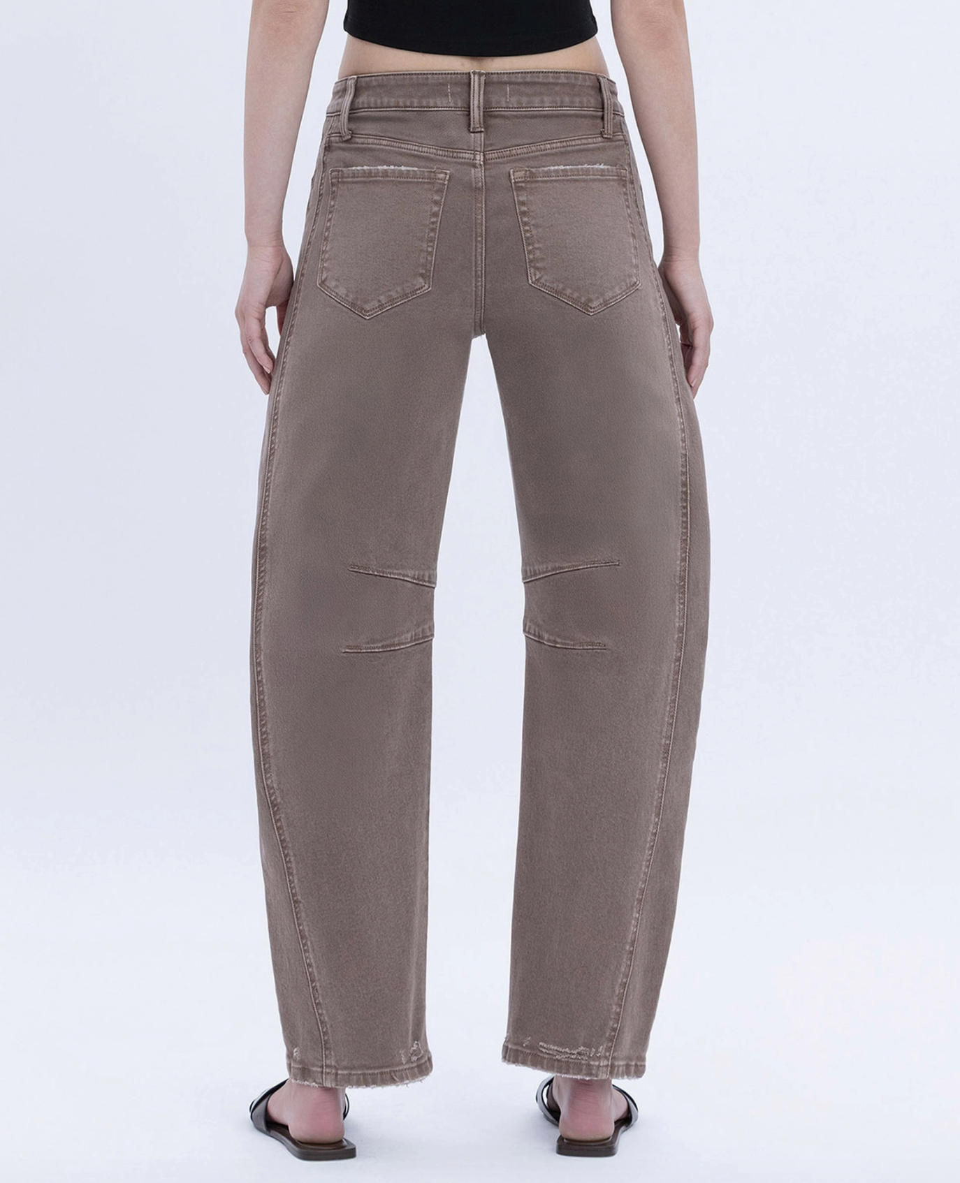 High Rise Stone Ankle Barrel Jeans