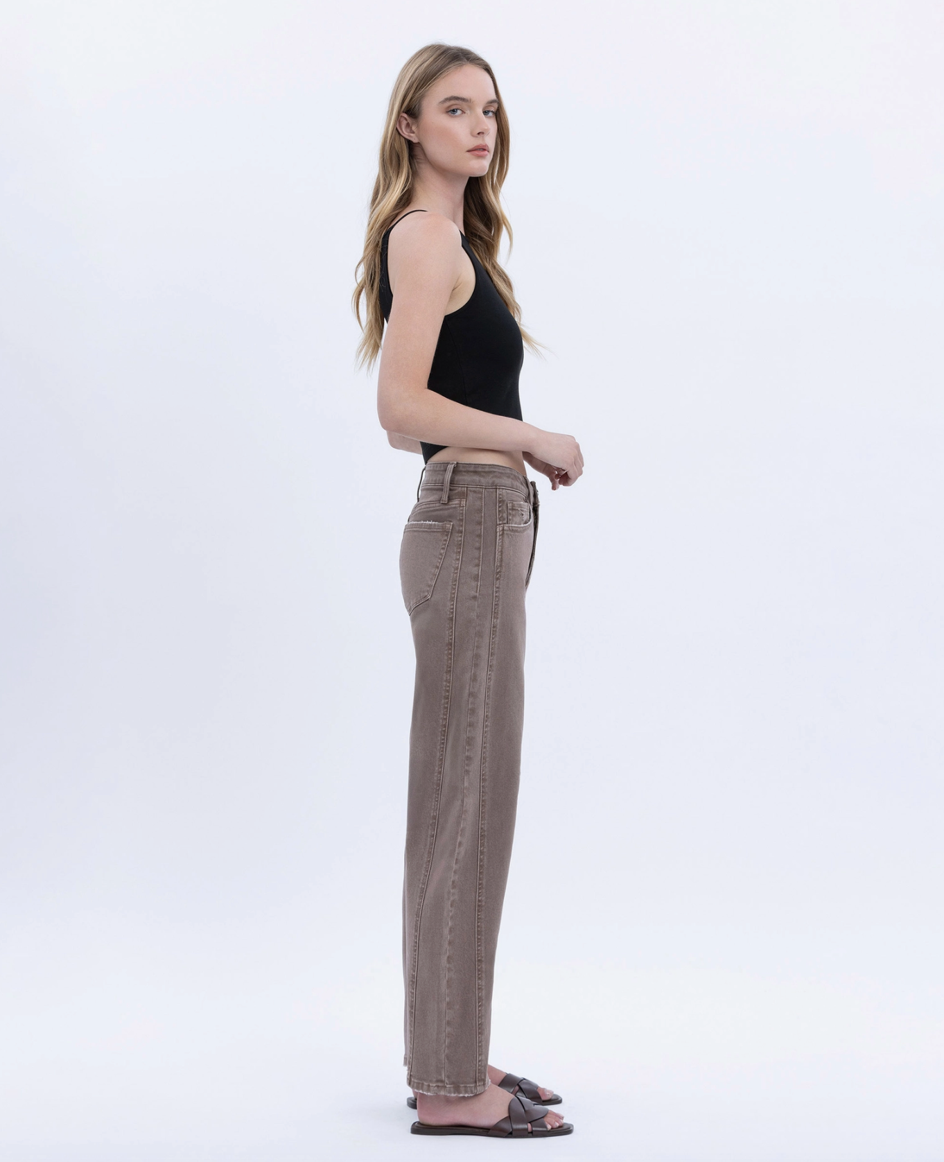 High Rise Stone Ankle Barrel Jeans