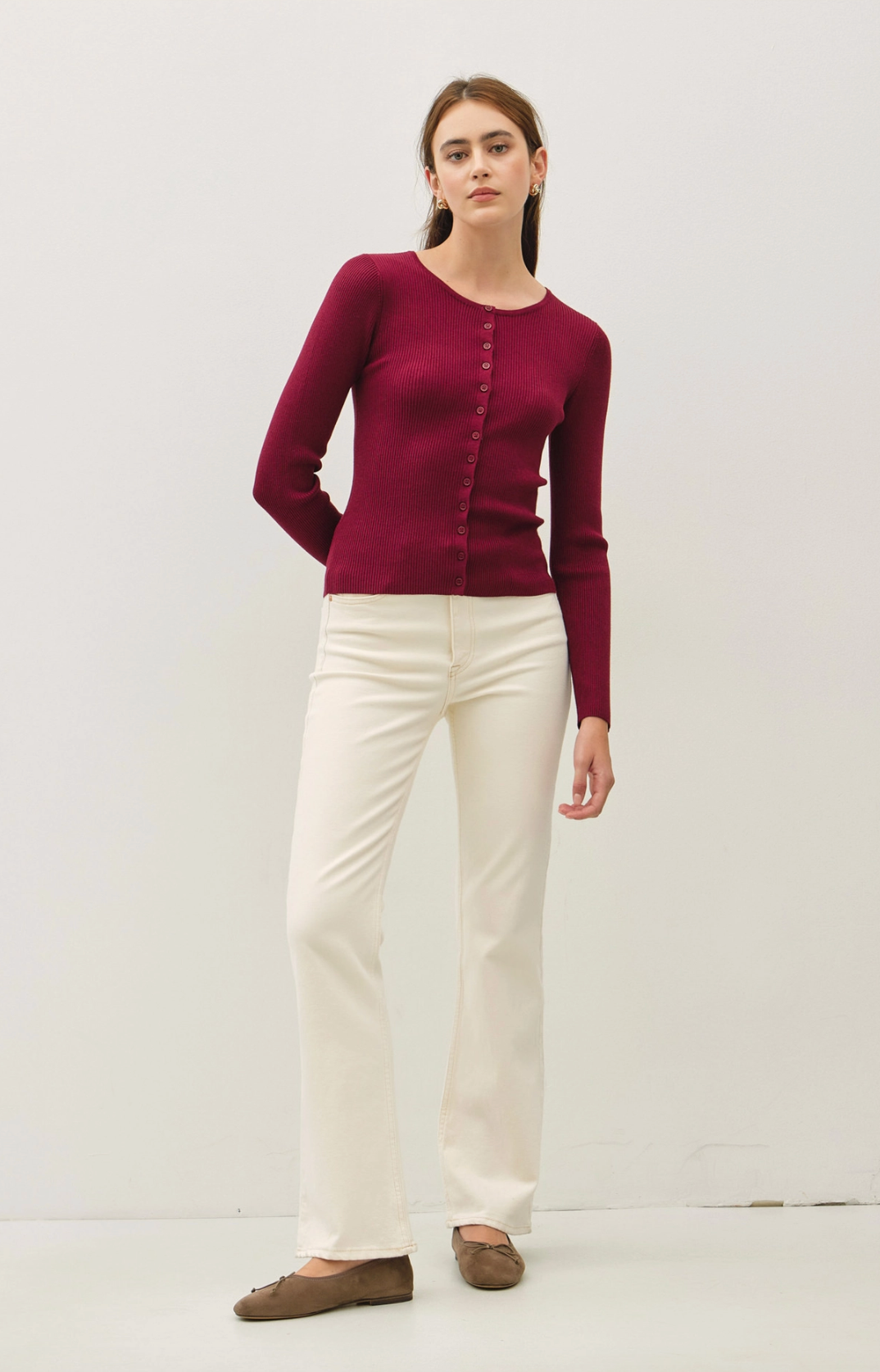 Ribbed Button Up Cardigan