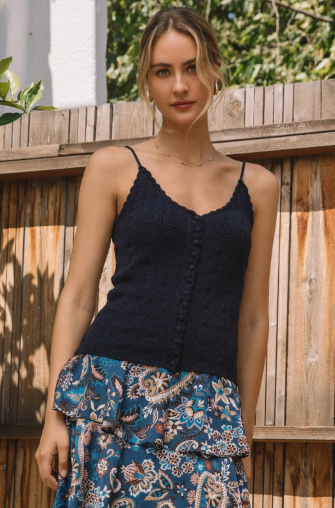 Pointelle Scallop Knit Tank