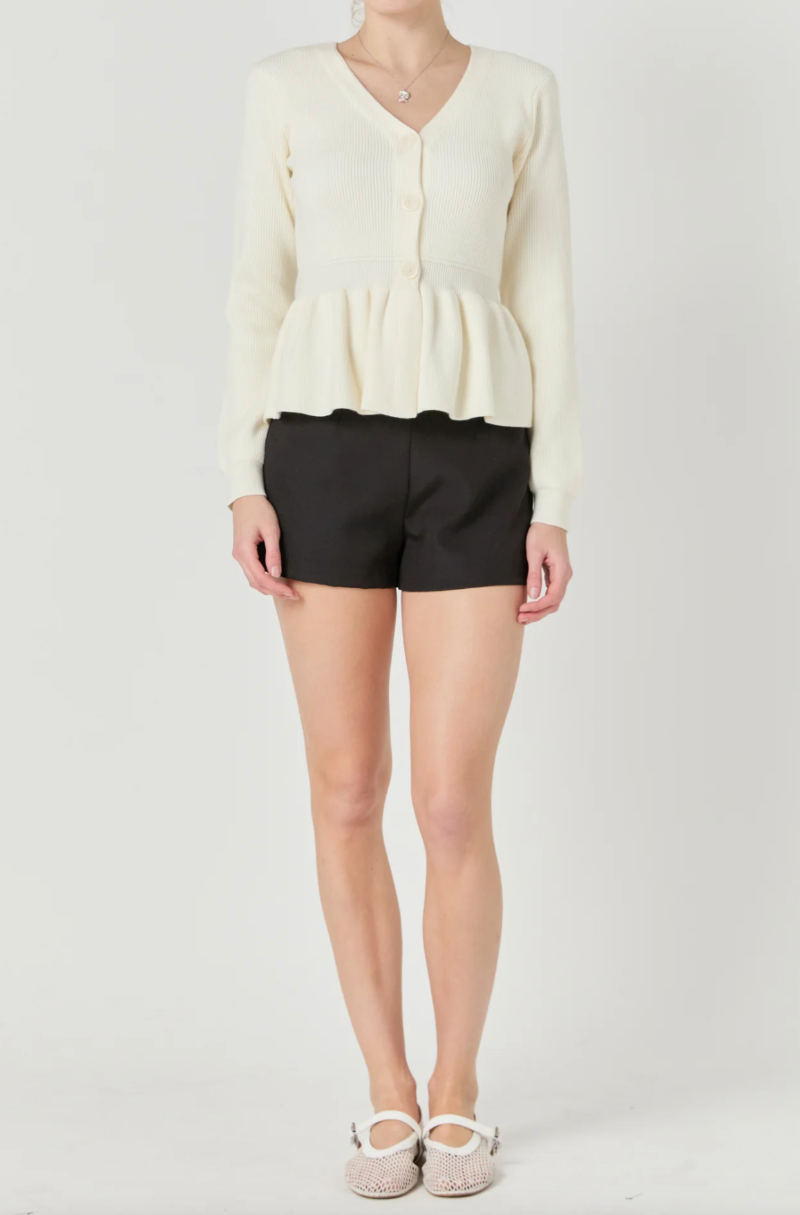 Peplum Knit Long Sleeve Vest