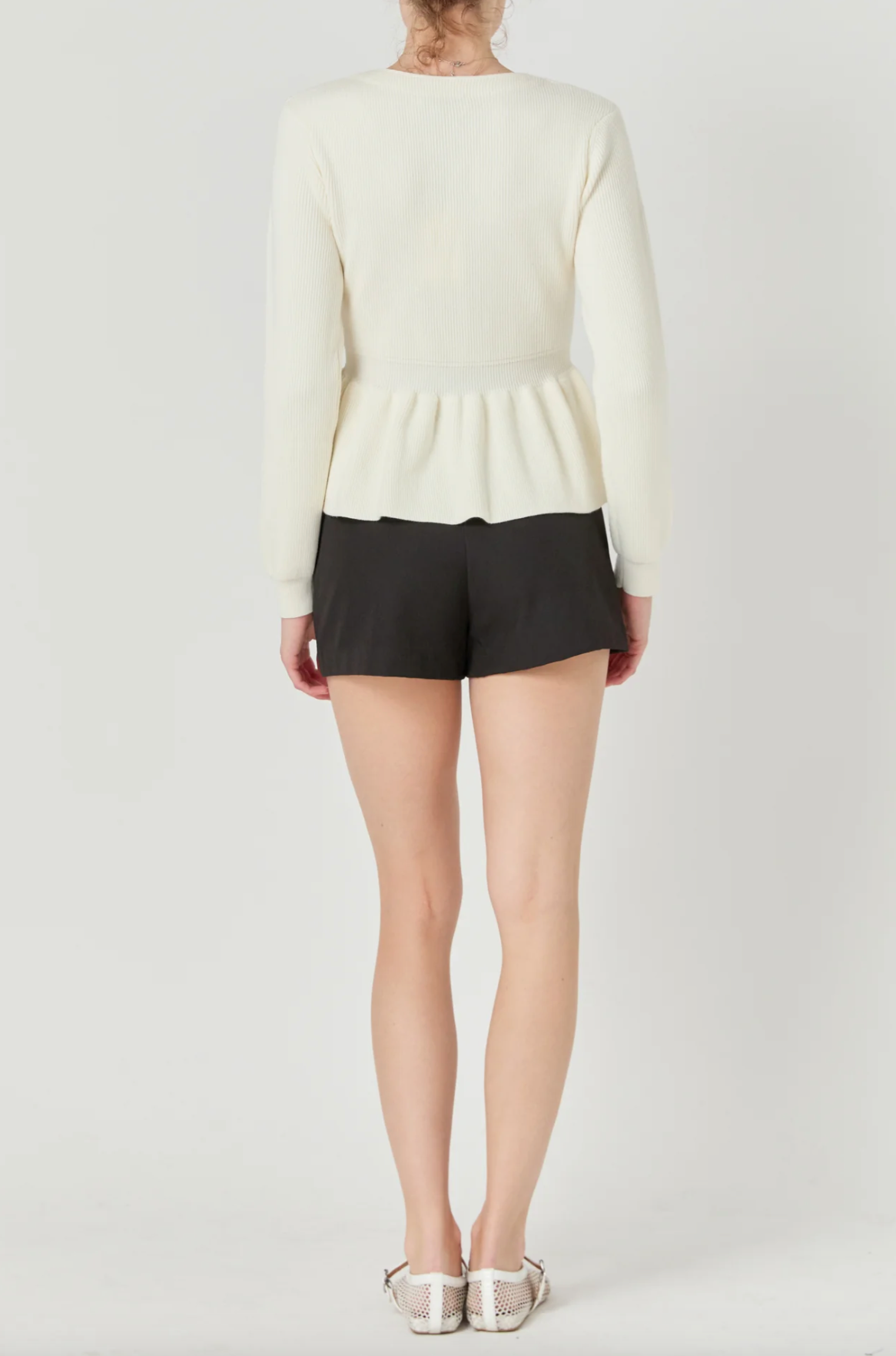 Peplum Knit Long Sleeve Vest
