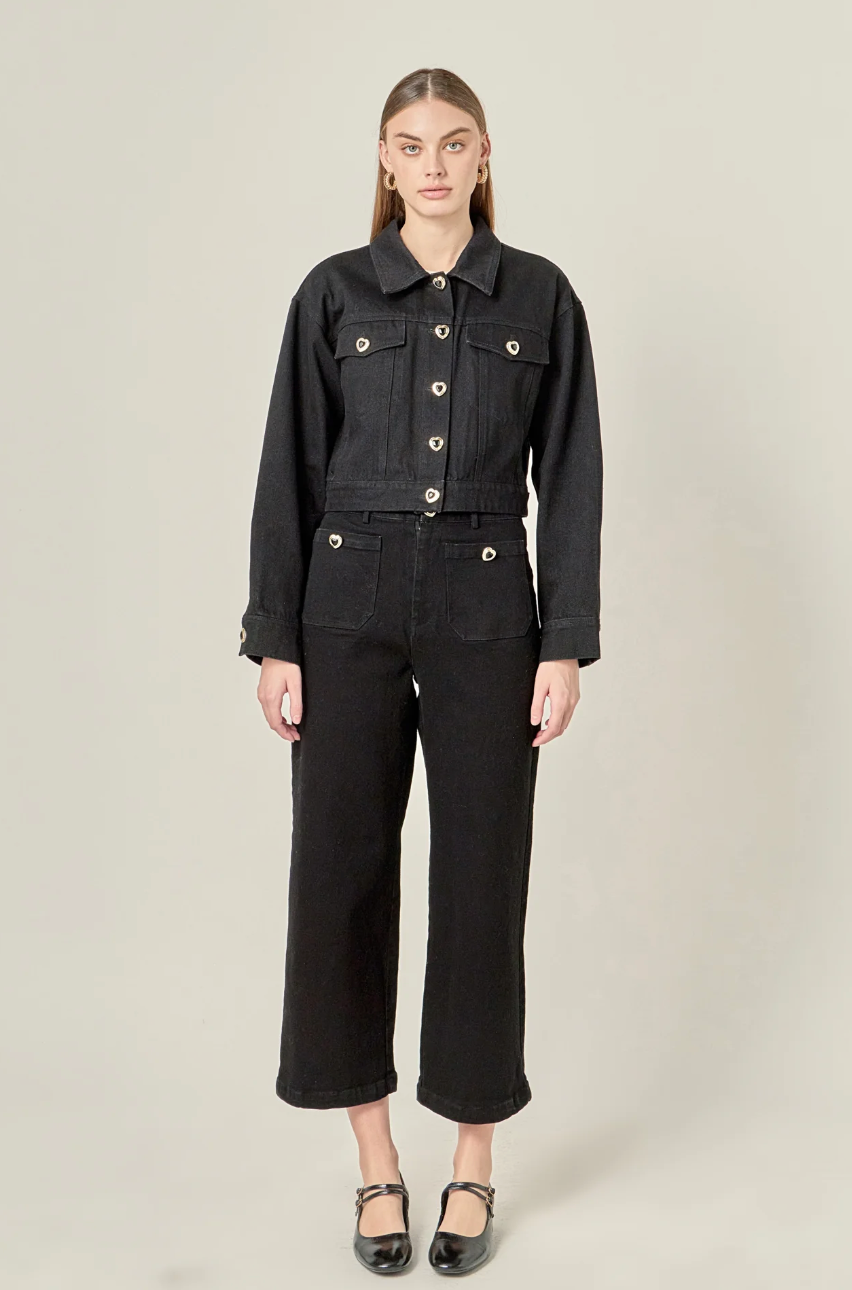 Heart Button Culotte Pants