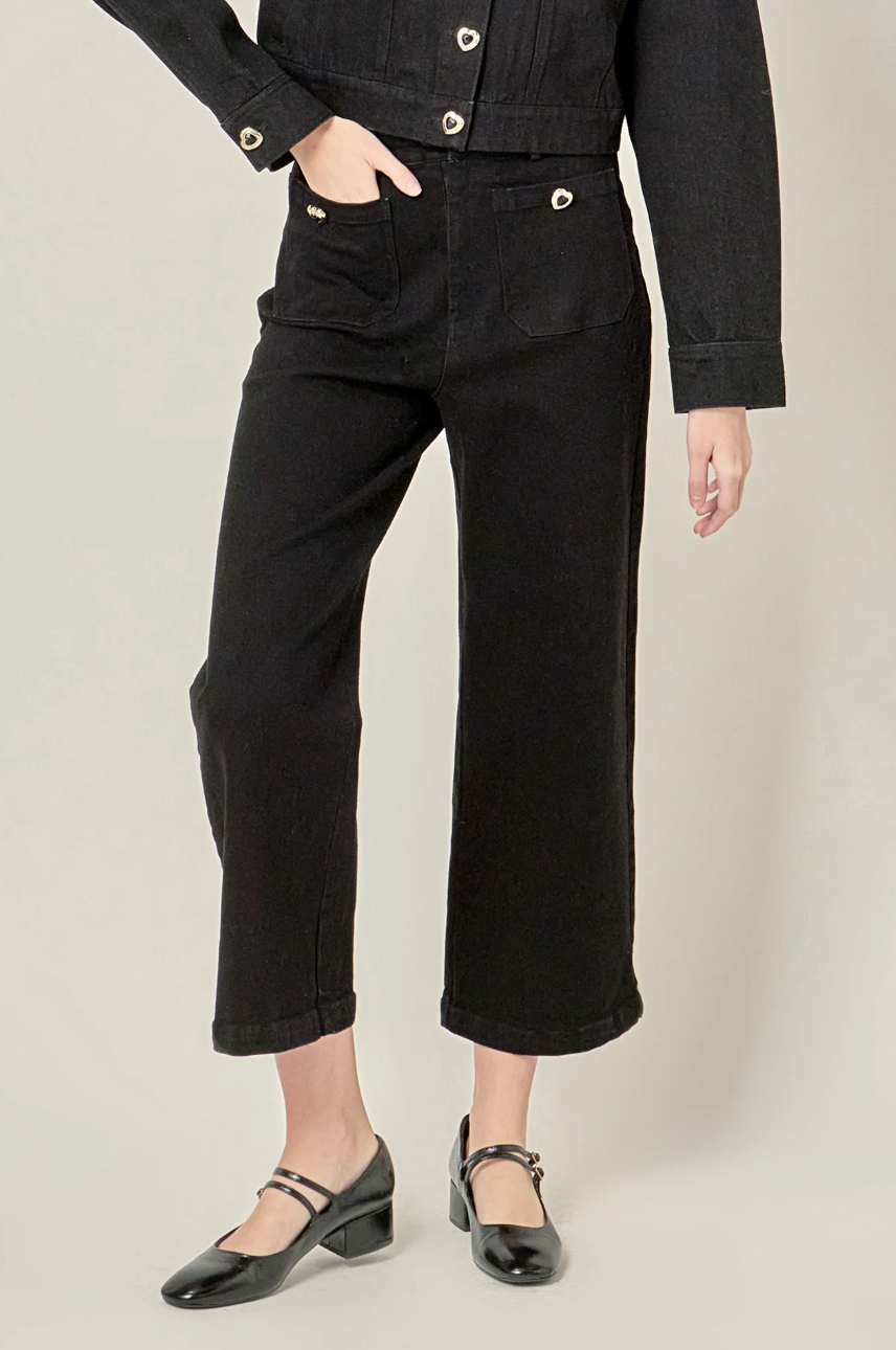 Heart Button Culotte Pants