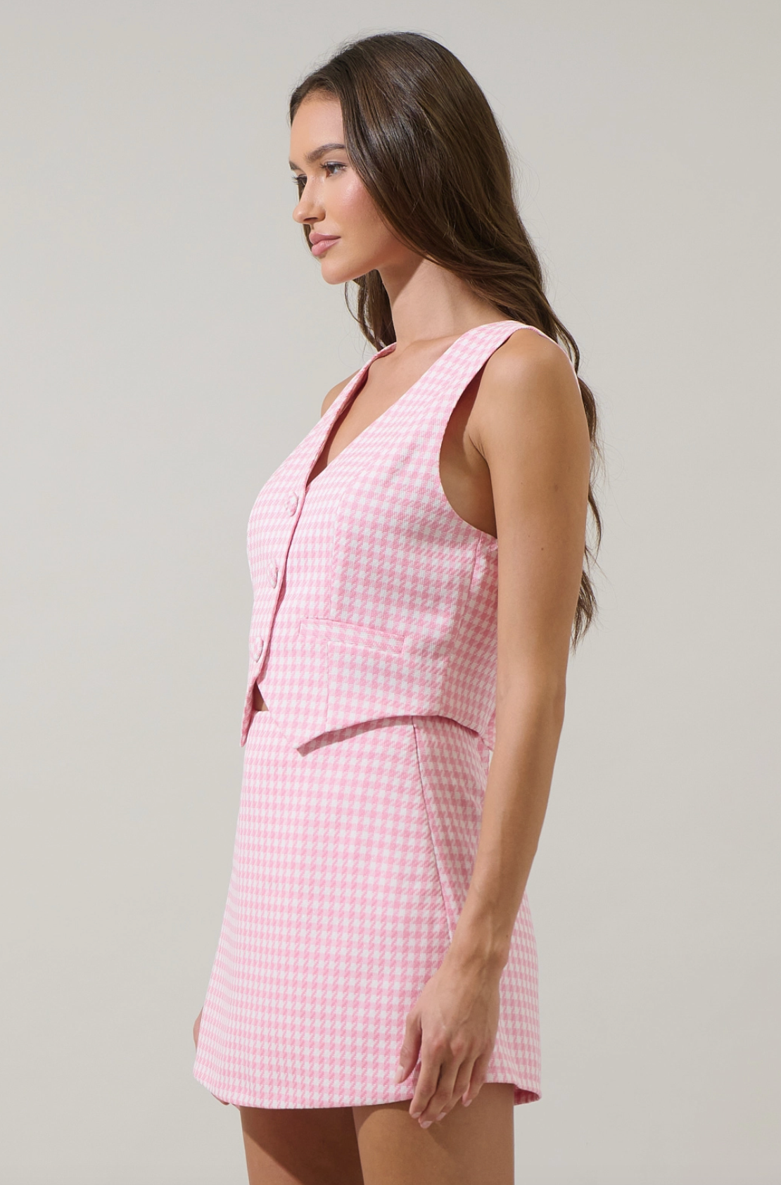 Kassy Checker Chelsea Button Up Vest