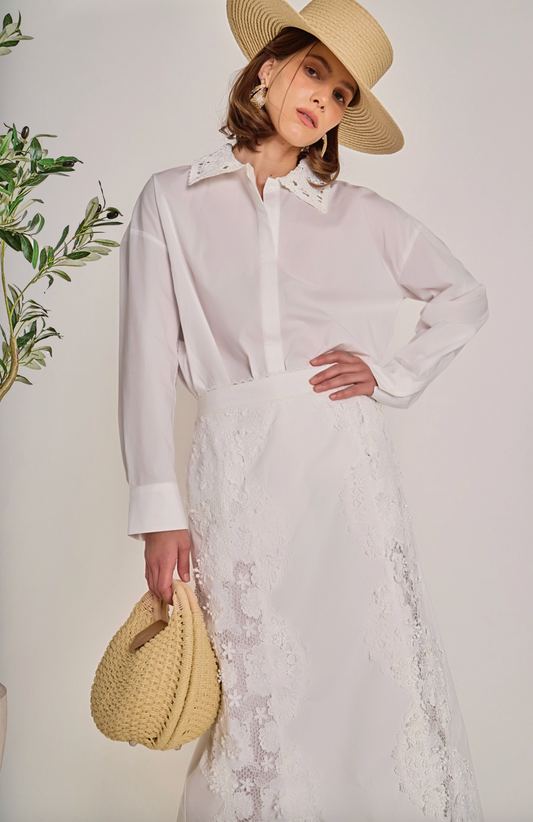 Crochet Collar Shirt