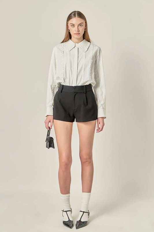 Classic Pintuck Ruffle Shirt