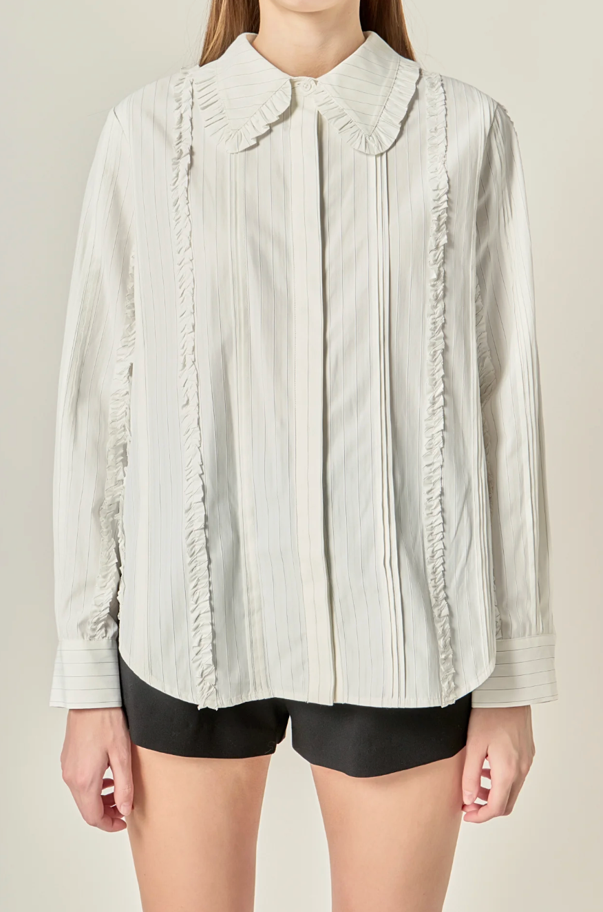 Classic Pintuck Ruffle Shirt