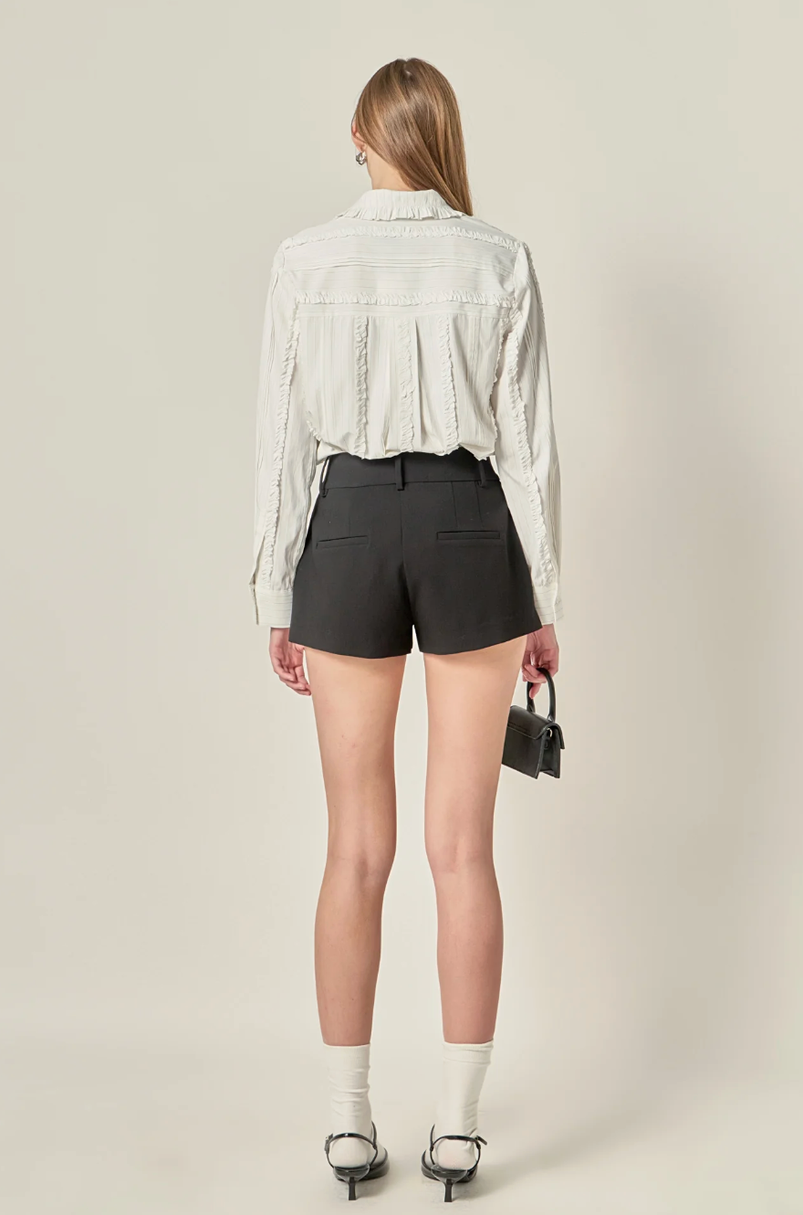 Classic Pintuck Ruffle Shirt