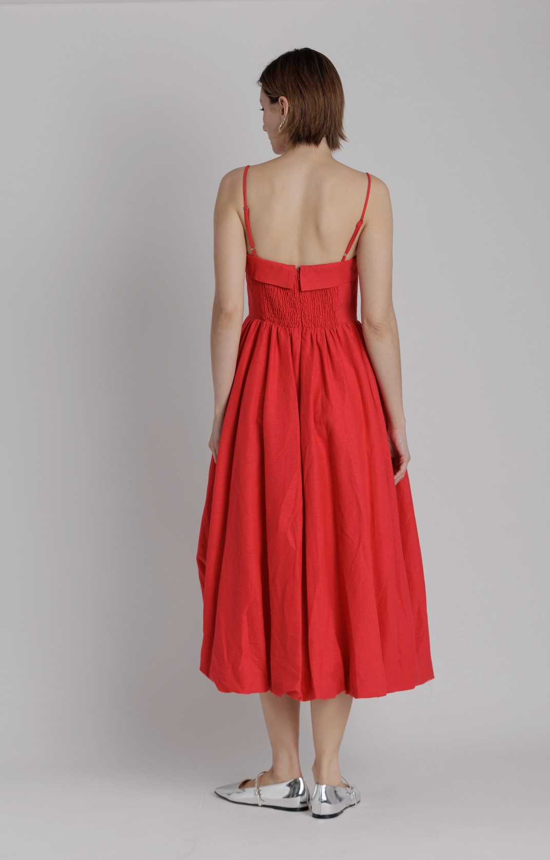 Fold Over Bubble Hem Midi Dress