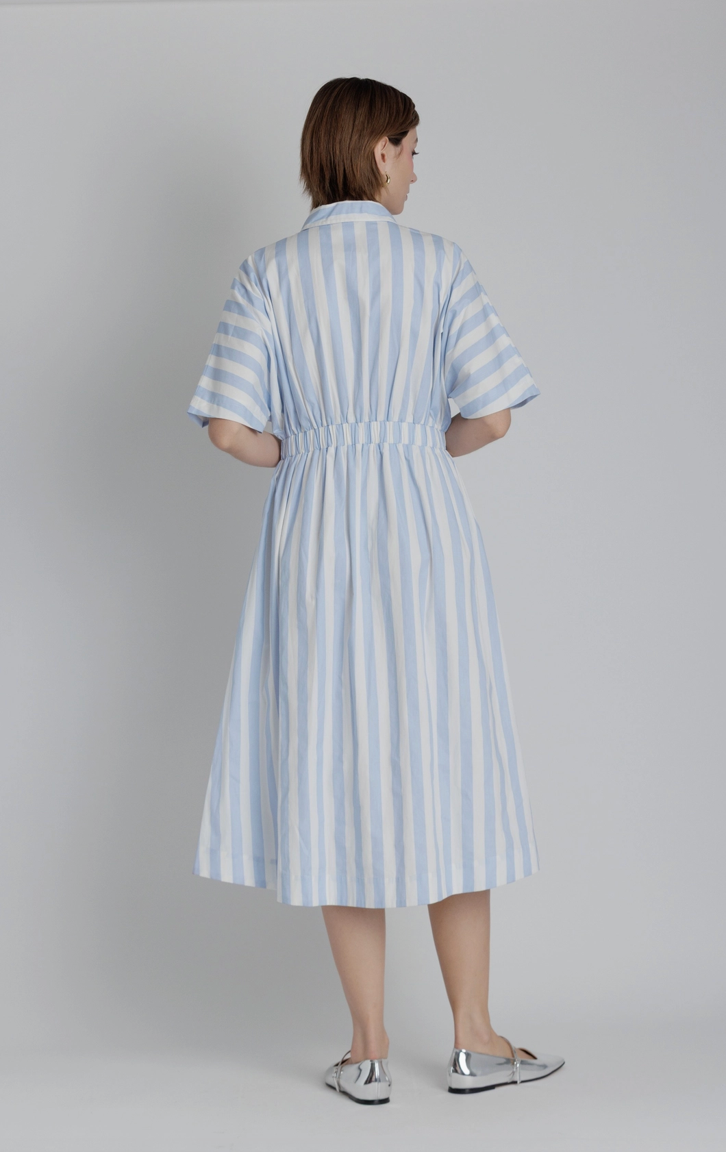 Striped Pleated Midi Dress