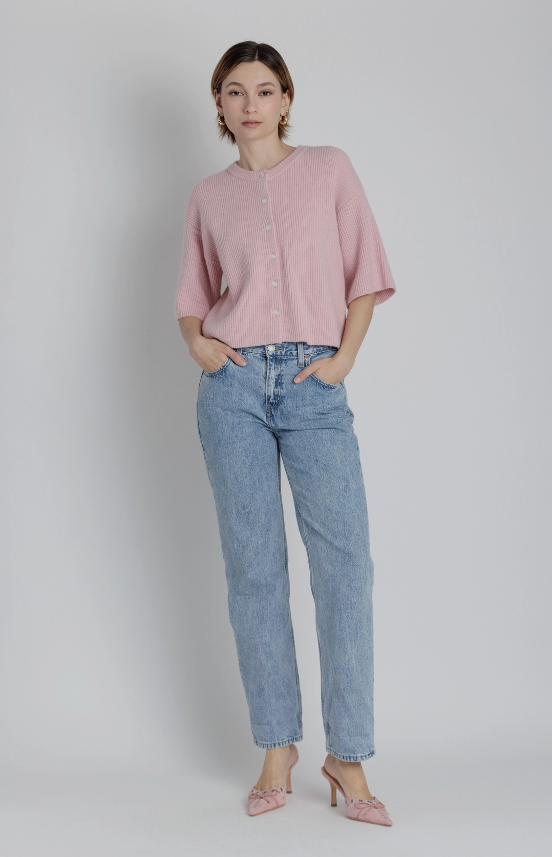 Short Sleeve Knit Cardigan